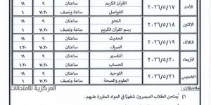 ننشر جداول امتحانات النقل والشهادات الأزهرية 2026