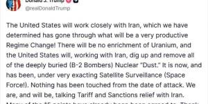 بعد الهدنة.. ترامب: نعمل مع إيران لتخفيف العقوبات وإزالة الغبار النووي