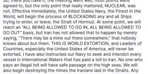 ترامب يعلن: استئئاف الحرب على إيران وحصار مضيق هرمز
