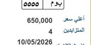 طرح لوحة (ب وم- 5555) بسعر 650 ألف جنيه