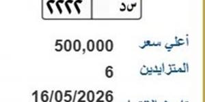 عبر بوابة المرور.. طرح لوحة مميزة للمزاد بسعر 500 ألف جنيه