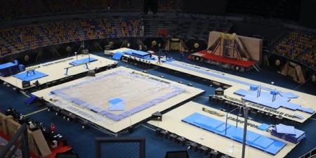 صالة استاد القاهرة تتزين لاستقبال كأس العالم للجمباز الفني