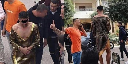 وصول المتهمين بإجبار شاب على ارتداء ملابس نسائية بقرية ميت عاصم لمحكمة بنها