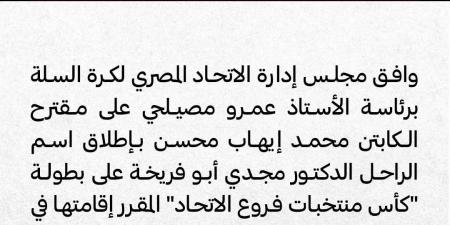 اتحاد السلة يطلق اسم الراحل مجدي أبو فريخة على كأس الفروع