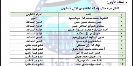 برئاسة النائب أسامة كمال.. تحيا مصر ينشر تشكيل أمانة الطاقة بحزب مستقبل وطن