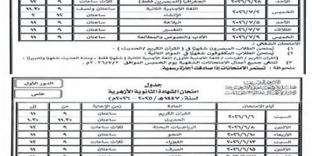 جدول امتحانات الثانوية الأزهرية 2026.. مواعيد العلمي والأدبي كاملة