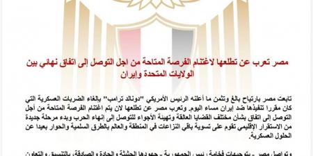 مصر: نواصل جهودنا للتوصل إلى اتفاق بين أمريكا وإيران يعالج شواغل كافة الأطراف