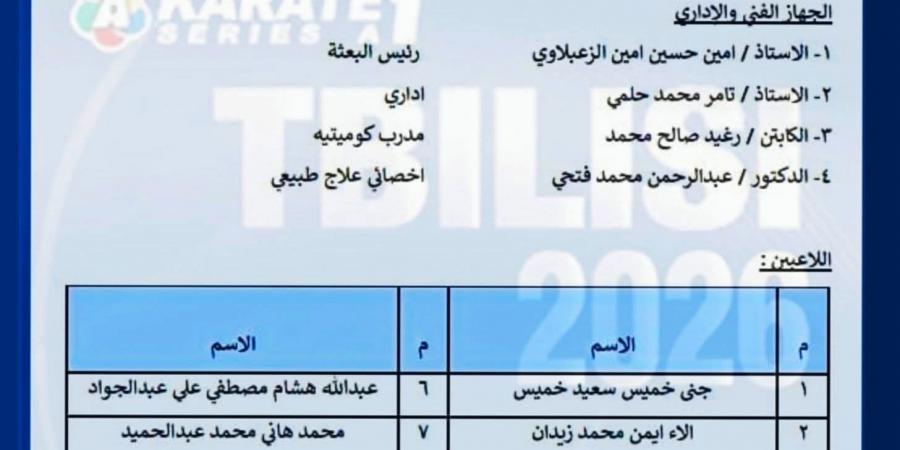 قائمة منتخب مصر للكاراتيه في بطولة سيرياس A الدولية بجورجيا