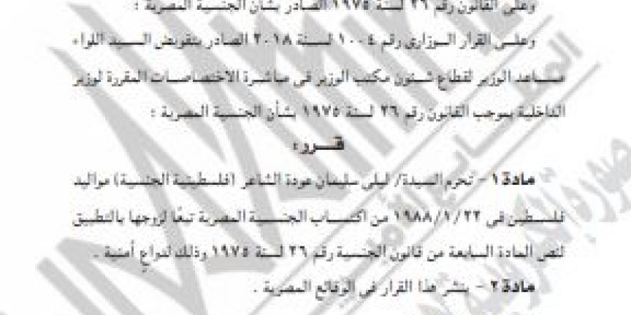 الداخلية: حرمان فلسطينية من الجنسية المصرية وإبعاد أردني خارج البلاد| تفاصيل