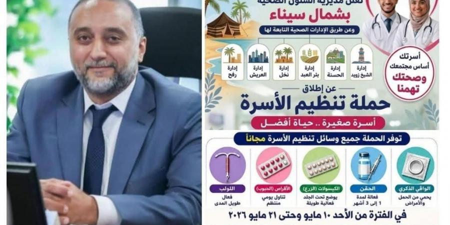 شمال سيناء تستعد لإطلاق حملة تنشيطية لتنظيم الأسرة والصحة الإنجابية تحت شعار مشوار الألف الذهبية