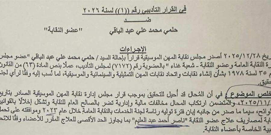 حلمي عبد الباقي يعلق على شطبه من نقابة الموسيقيين