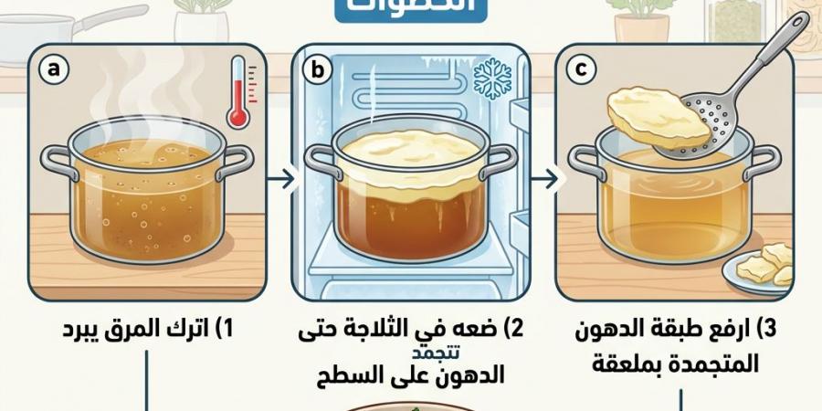 طريقة سحرية لإزالة الدهون من شوربة اللحم لإعداد فَتّة صحية وخفيفة
