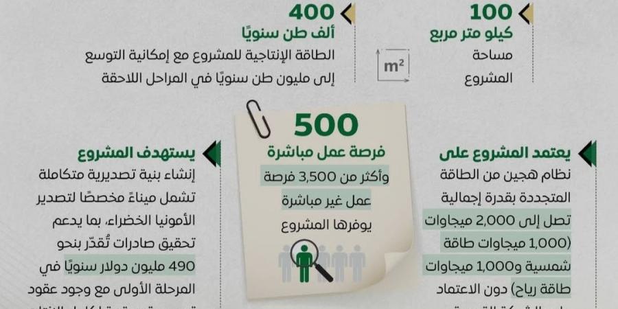 5 مليارات دولار لمشروع الأمونيا الخضراء لتعزيز مكانة مصر كمركز عالمي للطاقة النظيفة