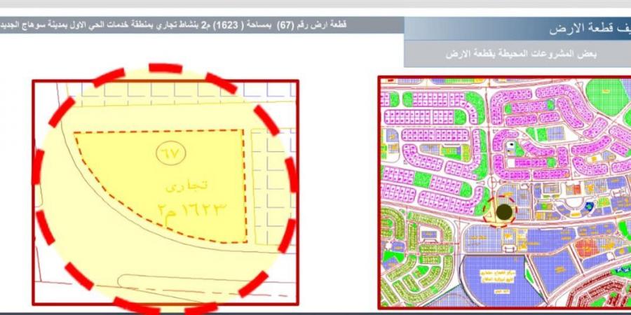 الإسكان: طرح 5 قطع أراضٍ تجارية وإدارية بمدينة سوهاج الجديدة (صور)