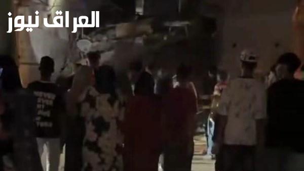 انهيار مبنى سكني قديم مكون من ستة طوابق في بنها