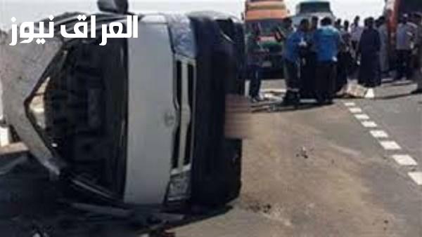 مصرع شخص وإصابة تسعة عشر آخرين في حادث انقلاب ميكروباص على طريق أسيوط الغربي