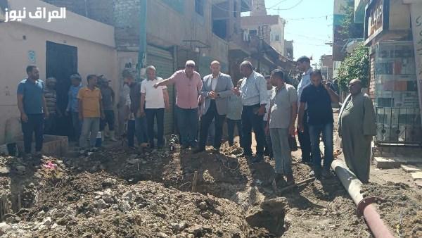 نائب محافظ الجيزة يجري جولة ميدانية لمتابعة تقدم مشروع الصرف الصحي في قرية طهما بالعياط